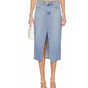 Le Lis Light Blue Denim Skirt with Slit